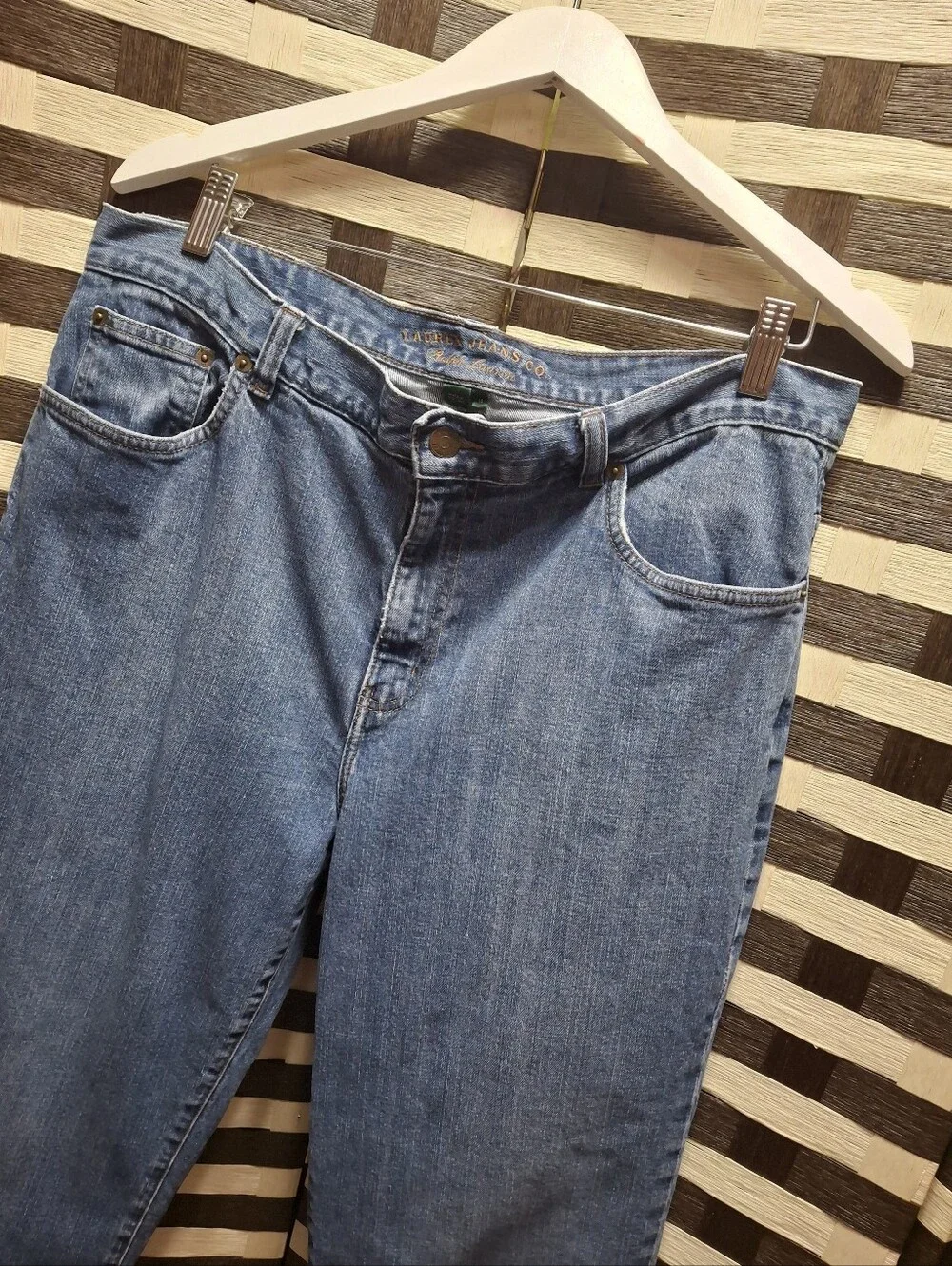 Y2K Lauren Jean Co. Crop Wide Leg Capri Denim Jeans Thailand Made Women Size 14 - Picture 4 of 16